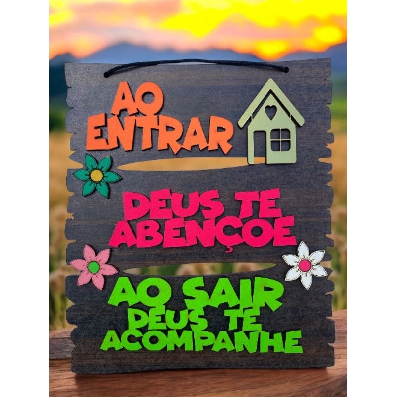 Placa Decorativa Mdf Modelo Ao Entrar cores em NEON Vivo