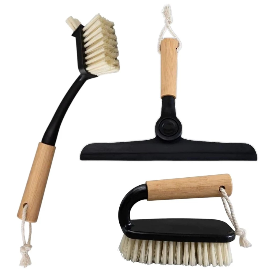 Kit Luxo 3 peças Oikos lavanderia - Rodinho de pia dobrável, Escova multiuso e Escova duo