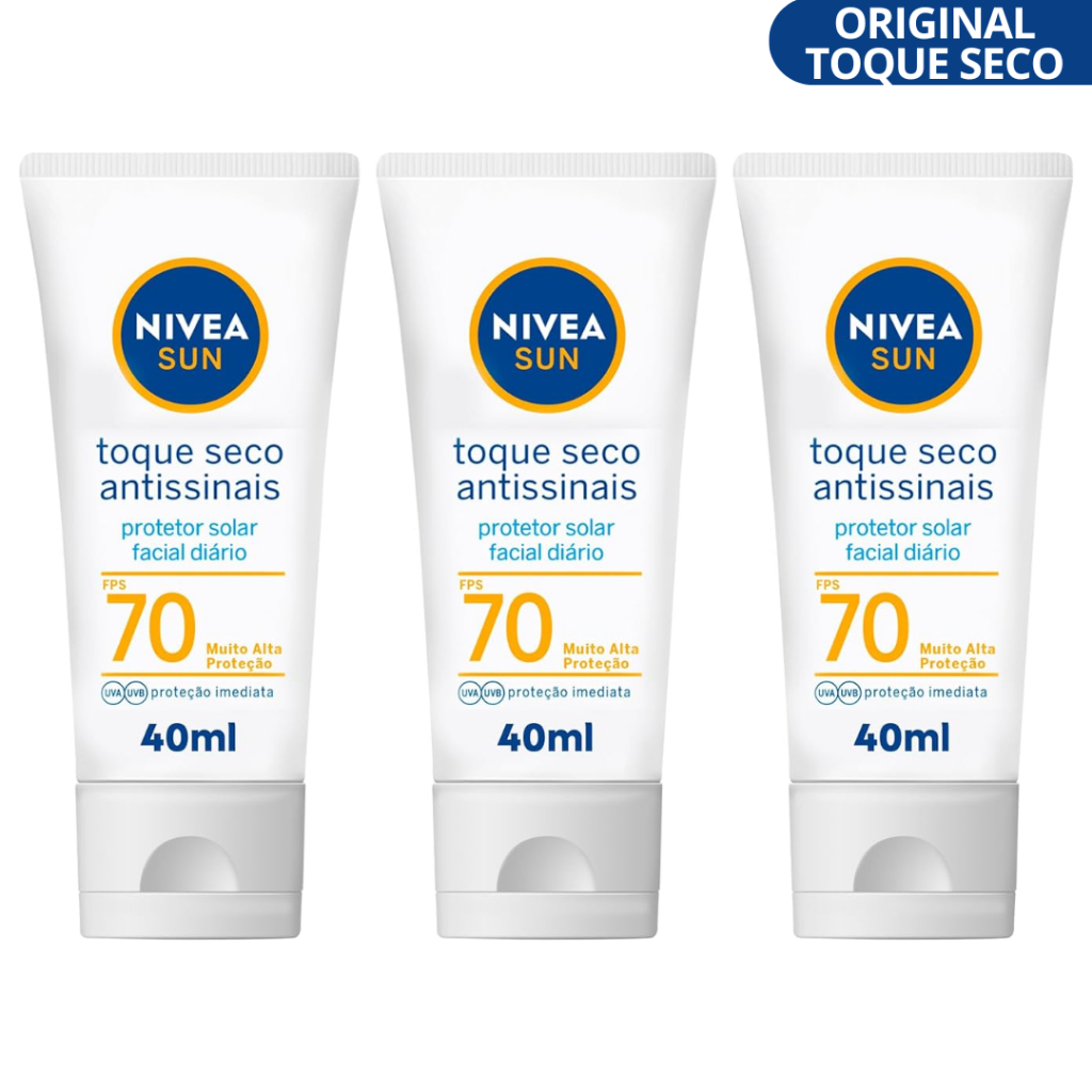 Protetor Solar Nivea Facial Antissinais FPS70 Toque Seco 40ml