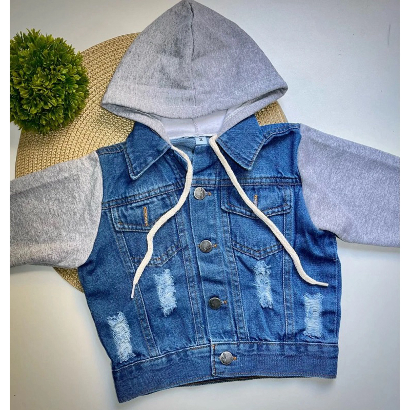 Jaqueta Jeans com Moletom Infanto-Juvenil Unissex 2 ao 16 Anos | Shopee ...