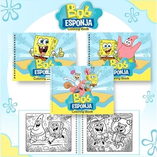 Livro de colorir do Bob Esponja com 50  Desenhos de 180 gramas caderno de Desenho e pintura/com nome em Oferta na Shopee