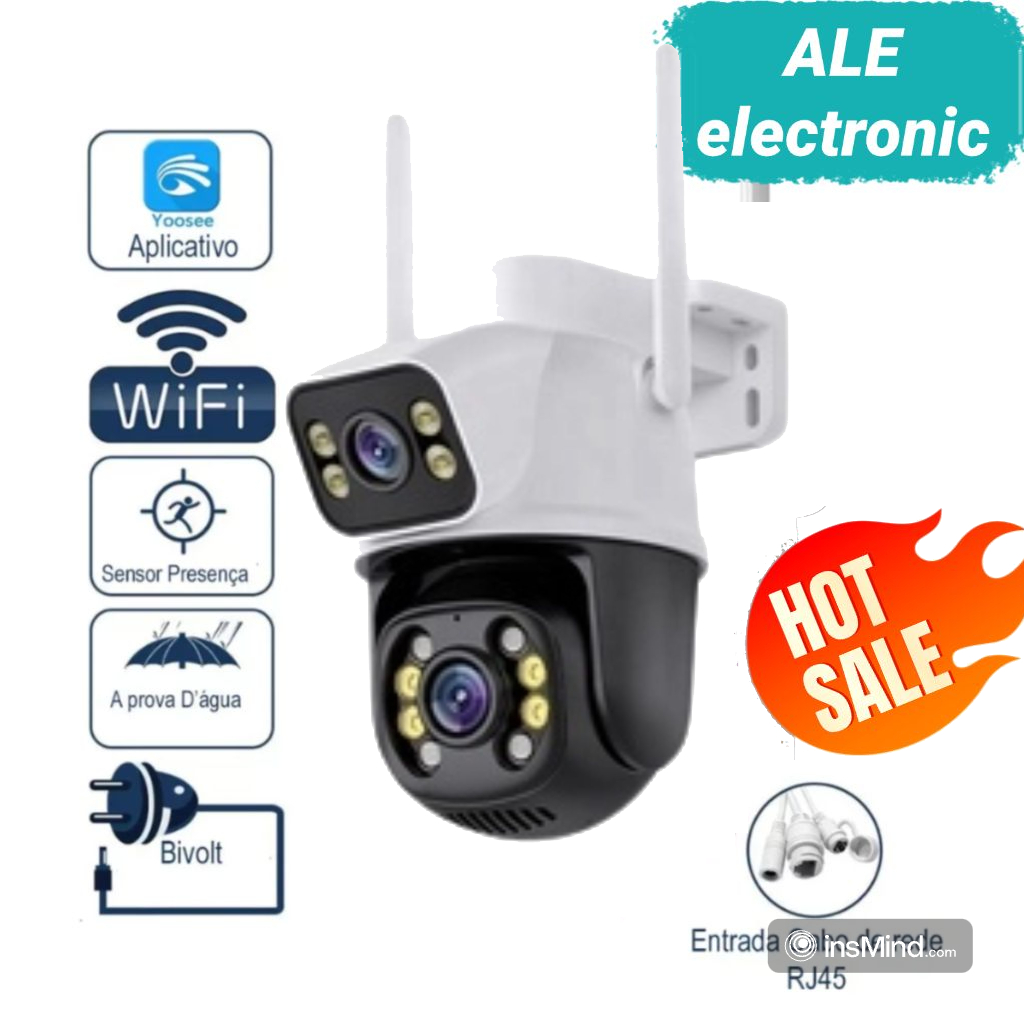 Câmera de Segurança Externa Lente Dupla Rastreamento Zoom Wi-Fi Smart ip66 App Envio Imediato camera Alarm Movimento