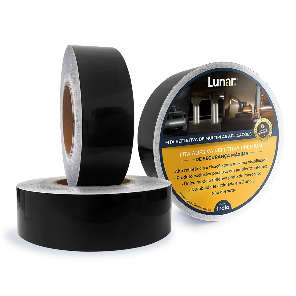 Rolo Vinil Adesivo Refletivo Preto - 1 M X 5 Cm - Padrão 3m