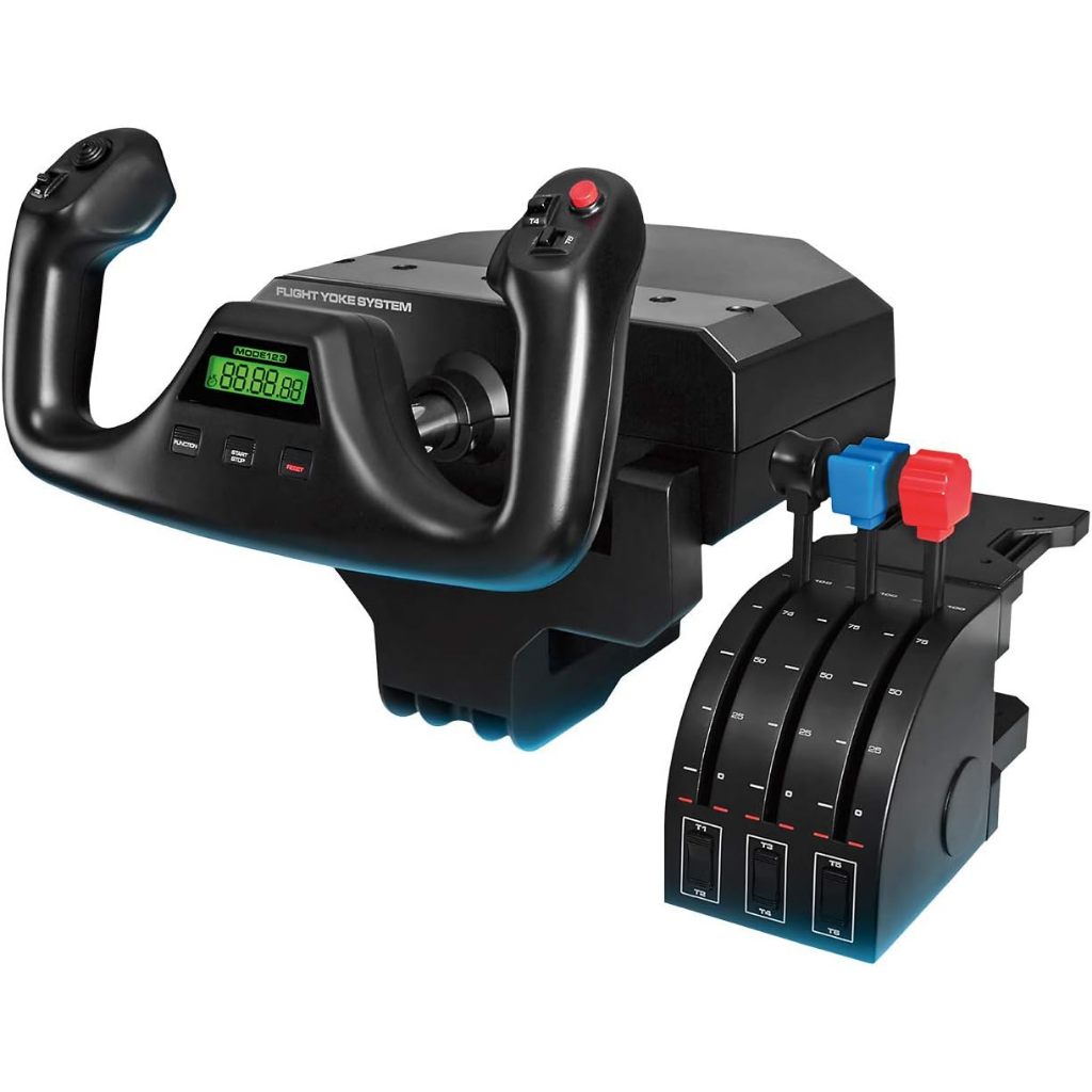 Manche voo Logitech Flight Yoke System Quadrante com Manche e Acelerador