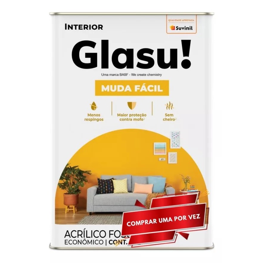 Tinta Para Parede Muda Fácil Glasu / Suvinil Sem Cheiro 18L | Shopee Brasil