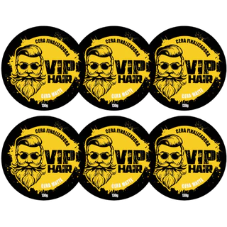Kit 06 Cera Modeladora Finalizadora Vip Hair 130g Barba Cabelo Bigode