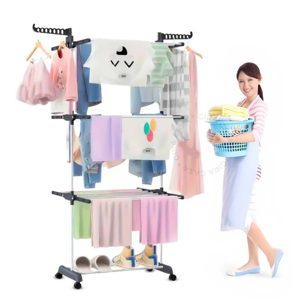 Varal De Chão Roupa Calcinha Grade 3 Andares Dobrável Portátil