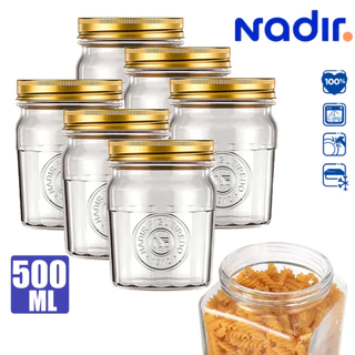Kit 06 Pote Americano Nadir Vintage Hermético 500ml Recipiente Porta mantimentos Tampa de Metal