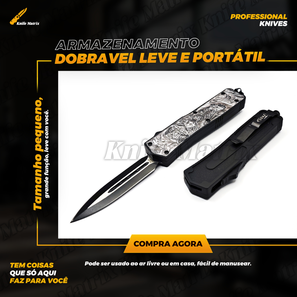 Canivete Automatico frontal Quebra Vidro Lobo da Noite Lamina afiada ...