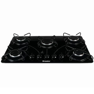 Fogão Cooktop 5 Bocas a Gás Ultra Chama 127V/220V Bivolt Acendimento Automático Vidro Braslar