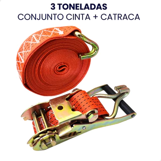 Conjunto Amarração Carga 3 Toneladas 9 Metros Cinta Catraca Reforçada em Oferta na Shopee