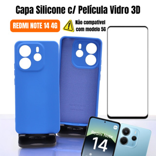 Capa Silicone com Película de Vidro 3D Para XM Redmi Note 14 4G