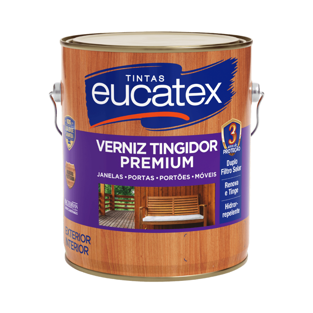 Verniz Brilhante Eucatex Tingidor De Madeira Imbuia Ou Mogno 3,6l