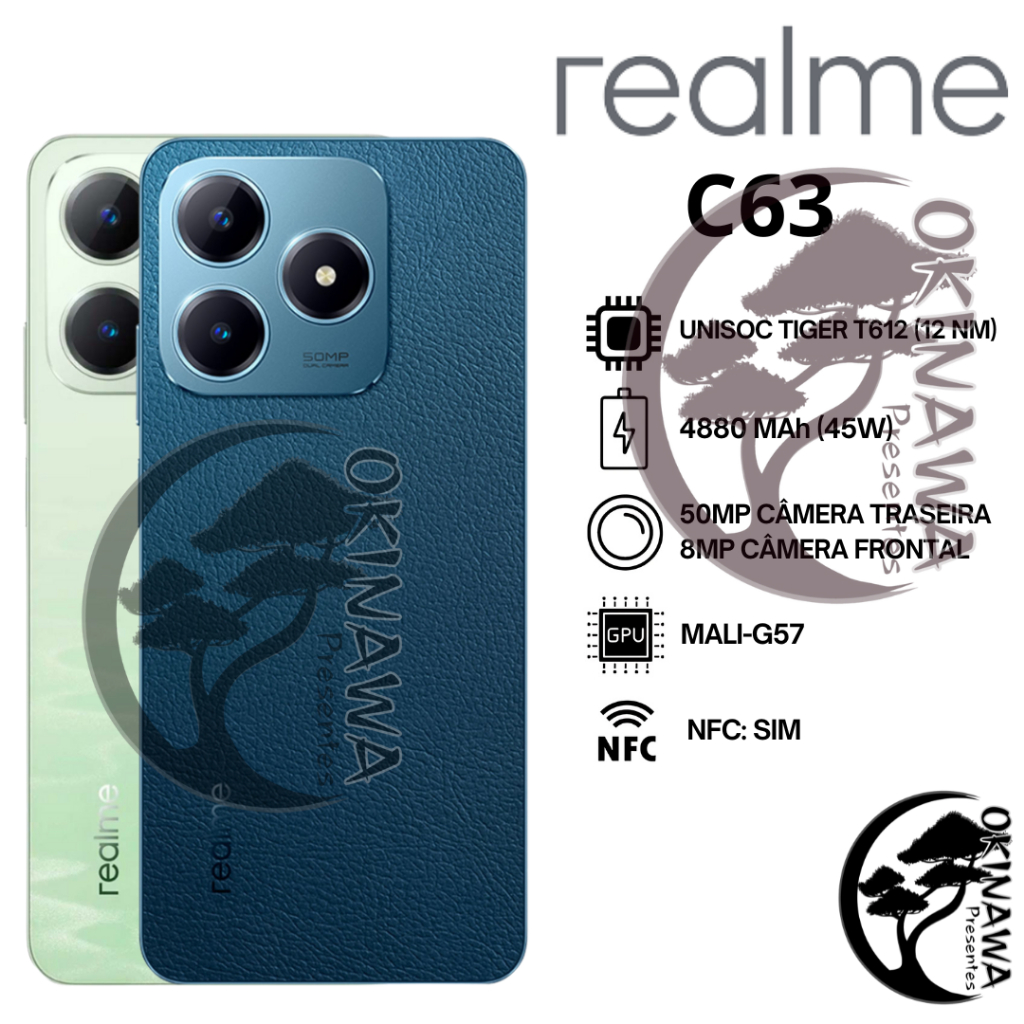 Celular Realme C63 | Câmera 50MP, Processador Unisoc Tiger T612 (12nm ...