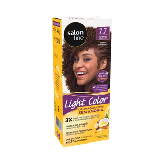 Coloração suave Light Color 7.7 Marrom Dourado Salon Line em Oferta na Shopee
