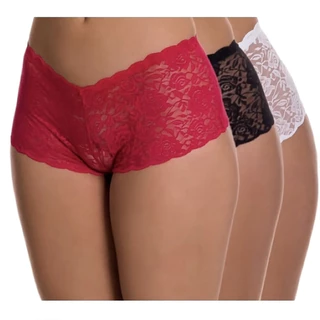 Kit 1 à 3 Calcinha de Renda Estilo Shortinho 1 Laço Lisa Lingerie Feminina Confortável Sexy Barata