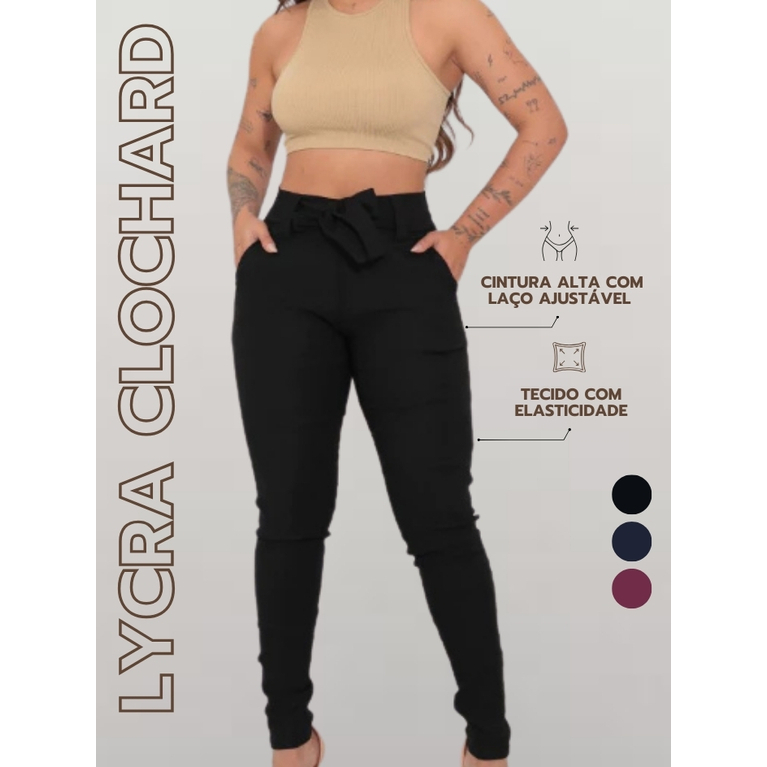 Calça Feminina Social Com Lycra Clochard Laço Amarra Slim Shopee