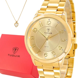 Relógio Feminino Dourado Tuguir Com garantia de 1 ano Original Prova D