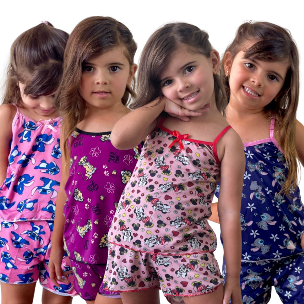 Kit Pijamas Infantil Baby Doll MICRO Estampado com Short Roupa de Dormir em Oferta na Shopee