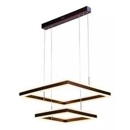 Pendente Lustre 2 Aros Quadrado Sindora Dcd03046 Luxo Marrom