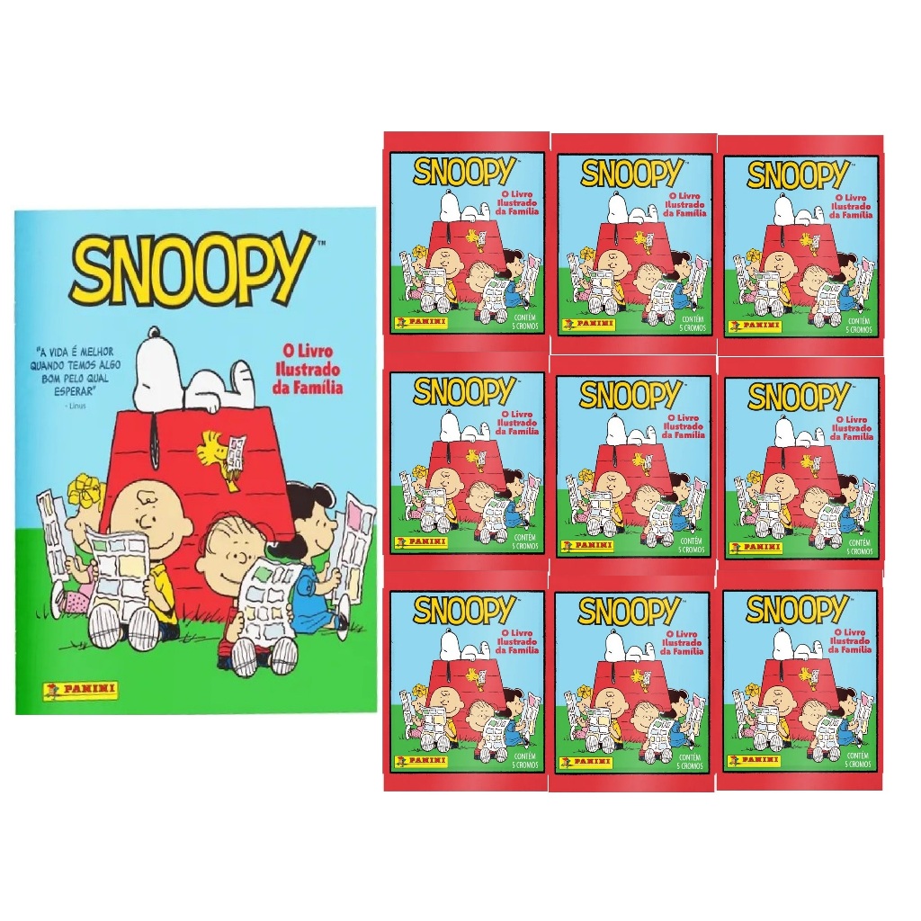 Álbum Snoopy 2025 Oficial + 50 figurinhas (10 envelopes) Panini ...