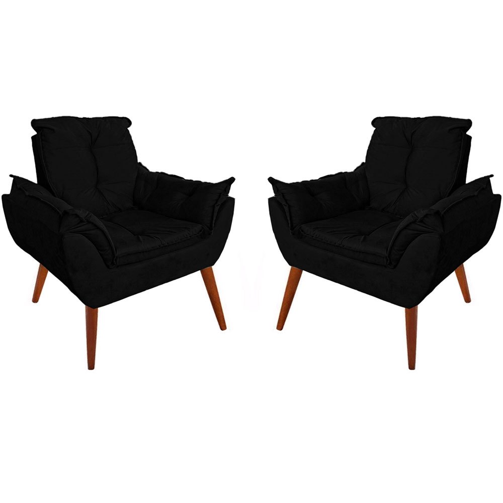 Kit 02 Poltronas Decorativas Opala Pés Palito - Sala de Espera e Recepção
