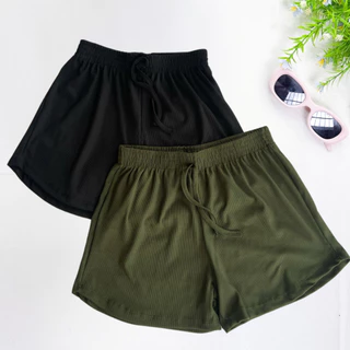 Kit 2 Peças Short Feminino Tecido Canelado, Confortável, Com elástico na cintura cores Tendências