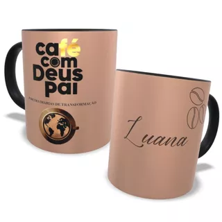 Caneca Devocional Café com Deus Pai Personalizada Cerâmica Presente Promoção Lembrança Seu nome