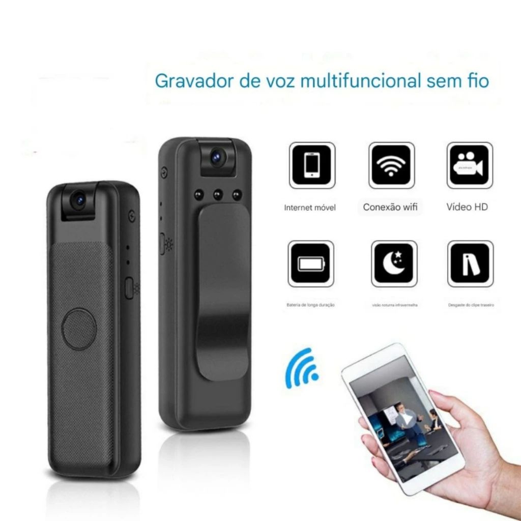 Mini Câmera Wifi De Vídeo Pequena Portátil Micro Corpo Bolso Gravação ...