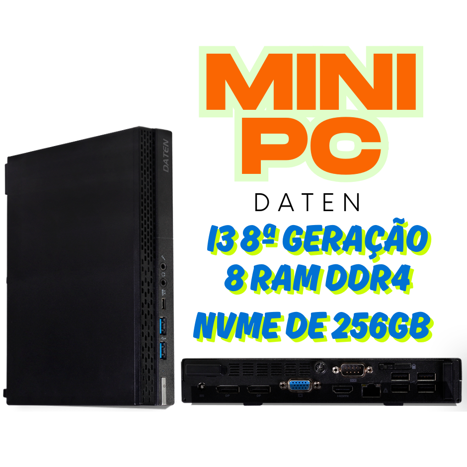 Mini Pc Daten Intel i3 8ª Geração 8 ram ddr4 Nvme 256gb Soquete