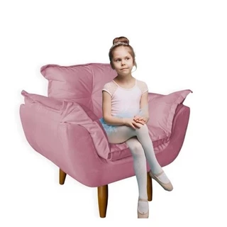 INFANTIL Poltrona Opalinha Decorativa Quarto/Sala - Veludo Premium