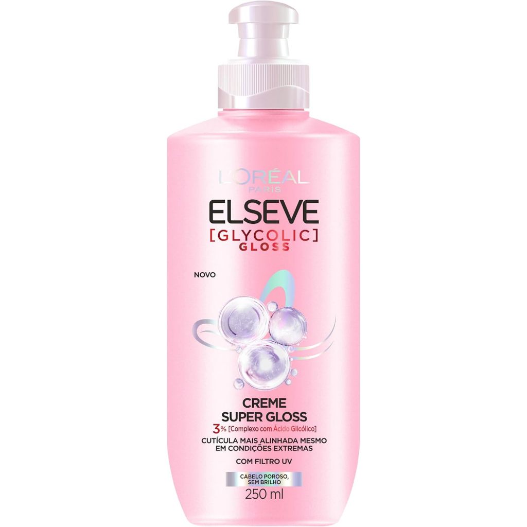 Elseve Glycolic Gloss Creme para Pentear 250 ML Cabelo Poroso Protetor ...