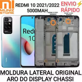 Moldura Redmi 10 2021/Redmi 10 Prime / 10 2022 Aro Lateral Do Display Chassi Original de Reposição