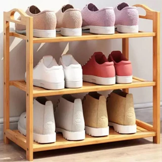 Sapateira De Bambu Verniz 3 Andares 68x24x51Cm Multiuso Com Pregos Fácil E Prático De Montar Clink em Oferta na Shopee