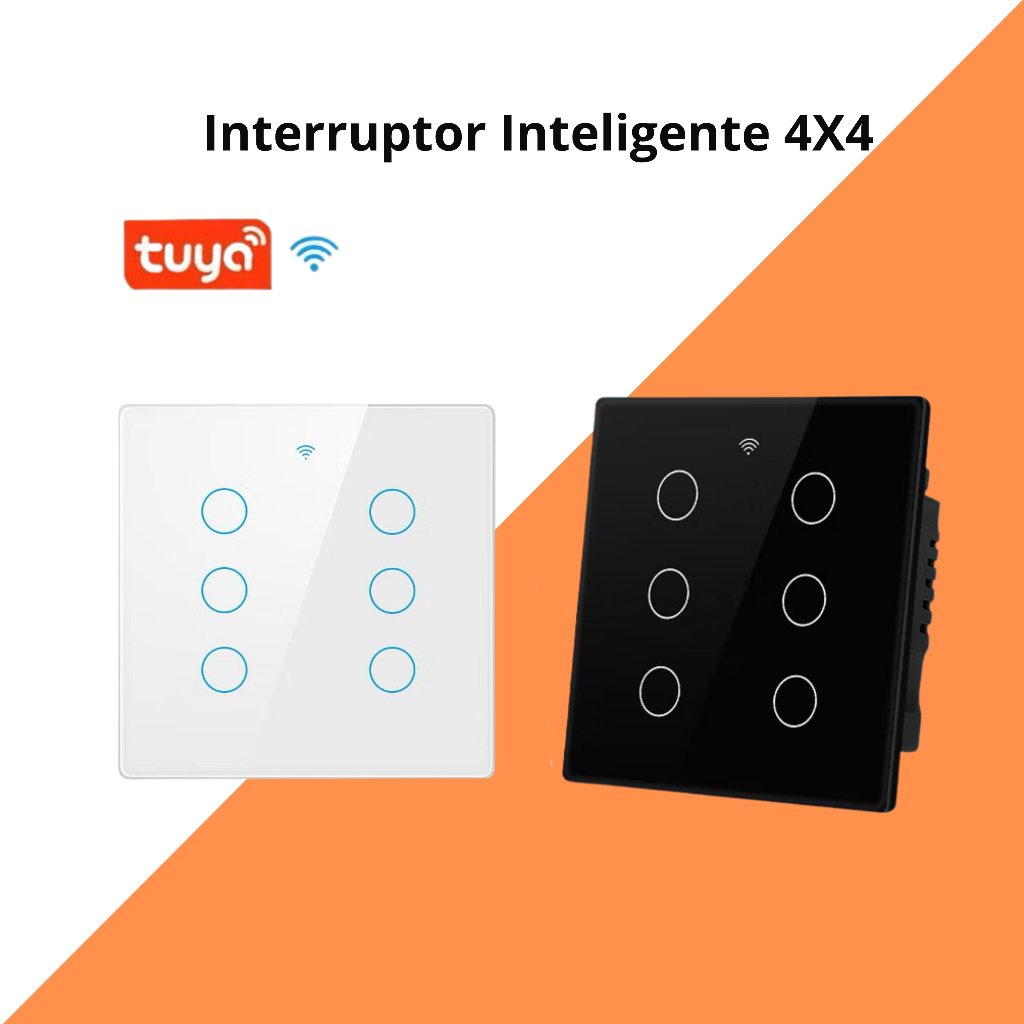 Interruptor Inteligente AC 110-220V Brasil 4x4 Painel De Toque 6 Botões Com Alexa Google Home