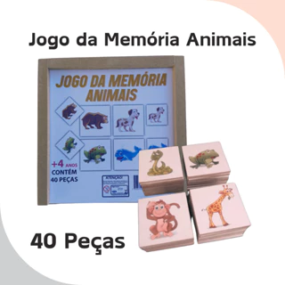 Memória Animais Jogo Com 40 Peças Brinquedos De Menina De Menino Alfabetização Educativo Pedagógico em Oferta na Shopee