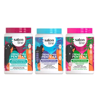 Kit com 3 Cremes Para Pentear Definição Salon Line