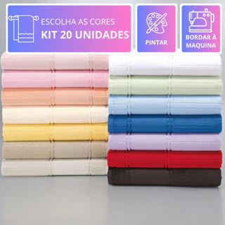 Kit 20 Toalhas Lavabo Dohler Velour Artesanalle 30x45cm - Ideal Para Pintar e Bordar Maquina