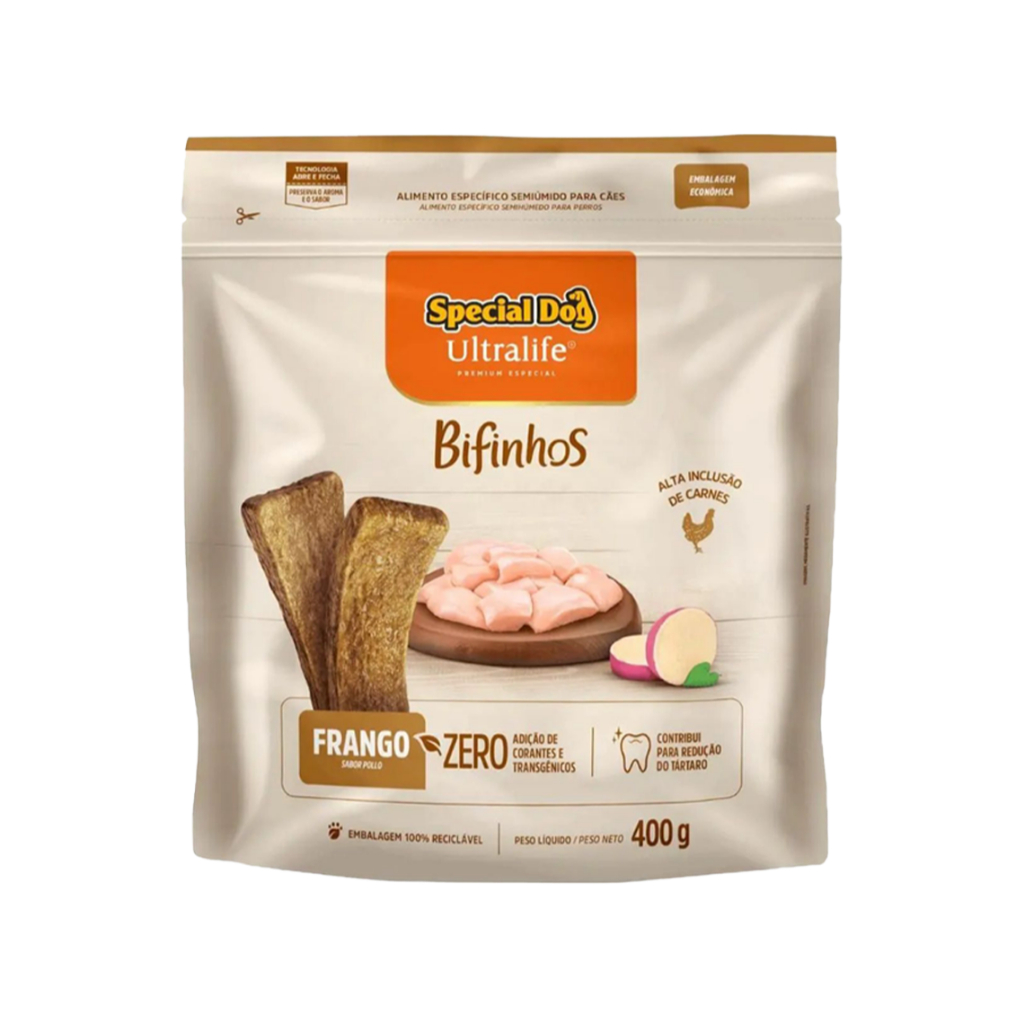 Petisco Bifinho para cães Special Dog Ultralife sabor Frango 400g em Oferta na Shopee