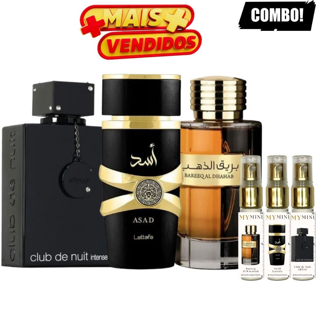 Kit 3X Perfumes Árabes ASAD / Bareeq / Club de Nuit Intense ...