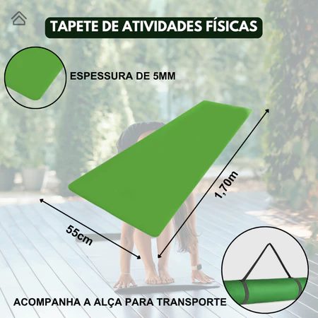 Tapete Yoga Mat Colchonete Tatame 1 70mx55cmx5mm Exercício em Casa
