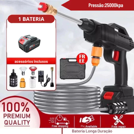 Lavadora de alta pressão sem fio portátil recarregável -  Bivolt