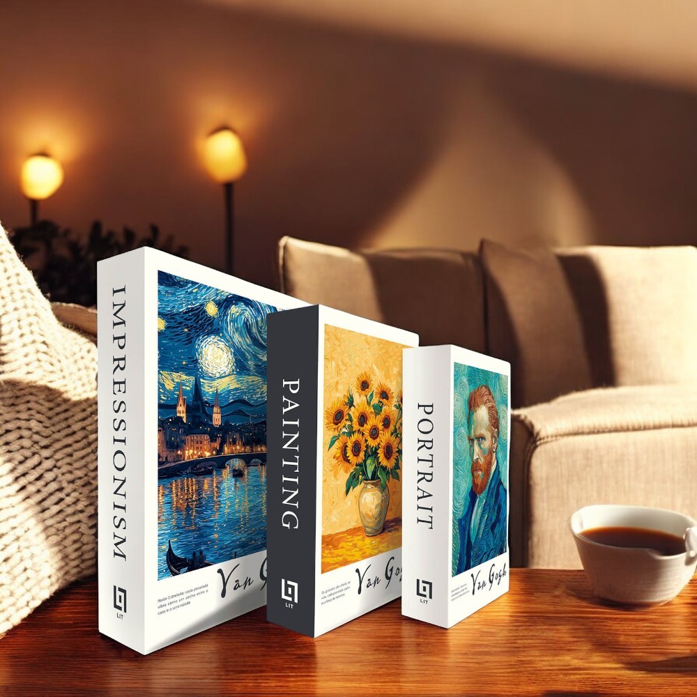 Caixa Livro Fake Presente - Decoração, Organização - Van Gogh