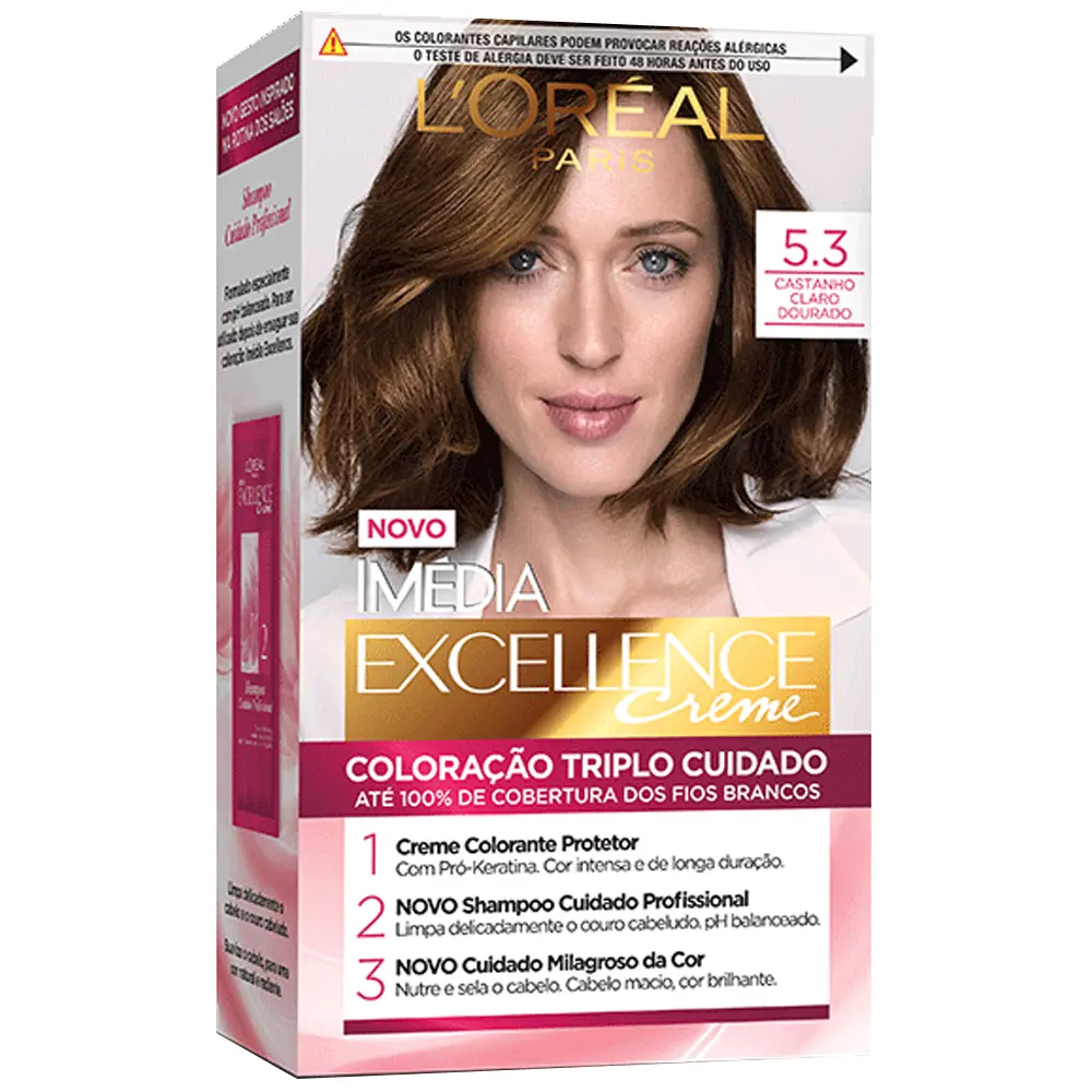 Loreal Imédia Excellence Kit Tintura - 5.3 Castanho Claro Dourado ...