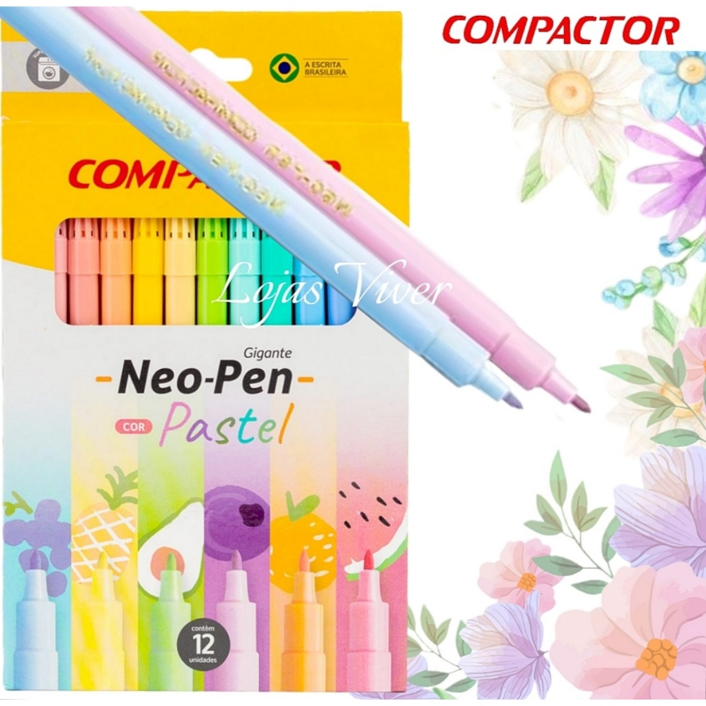 POPON購入 Canetinha PASTEL Gigante 6 / 12 Cores Neopen - Compactor CORES