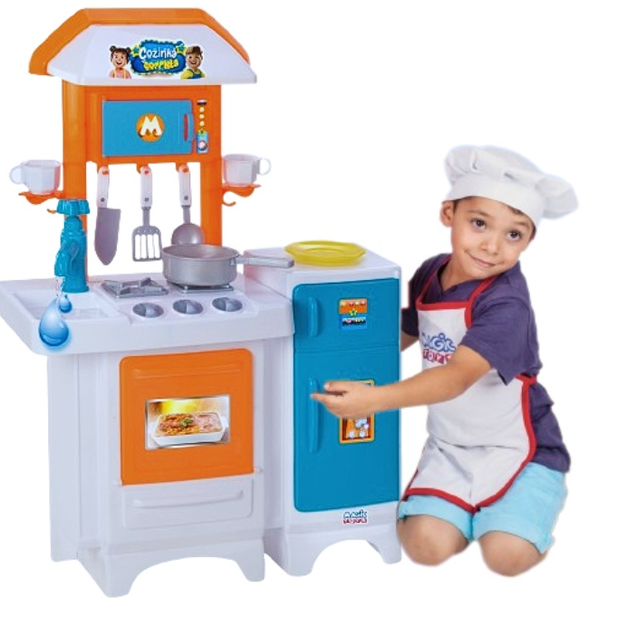 Cozinha De Brinquedo Menino Completa Infantil Fogão e Geladeira Sai ...