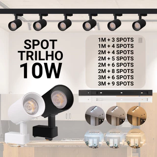 Kit Trilho Spot Led Eletrificado 10w Preto Branco Luz Branco Frio, Neutro ou Quente Interno Bivolt