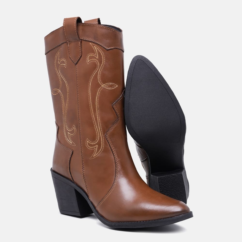 Bota Western Country Texana Feminino Ana Castela Bordada Ultra Conforto ...