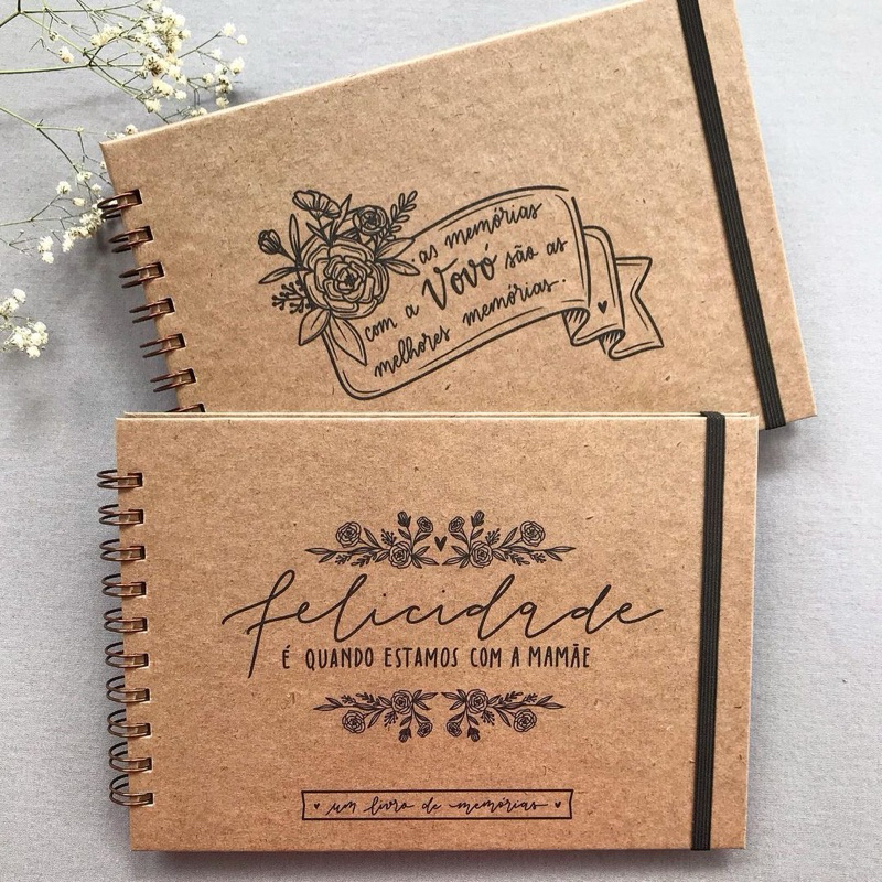 Álbum scrapbook CAPA PERSONALIZADA grande 26 x 19cm Caderno fotos