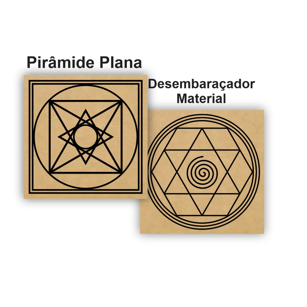 Kit 2 Gráficos Radiestesia MDF 3mm tamanho 20x20cm Pirâmide Plana e ...
